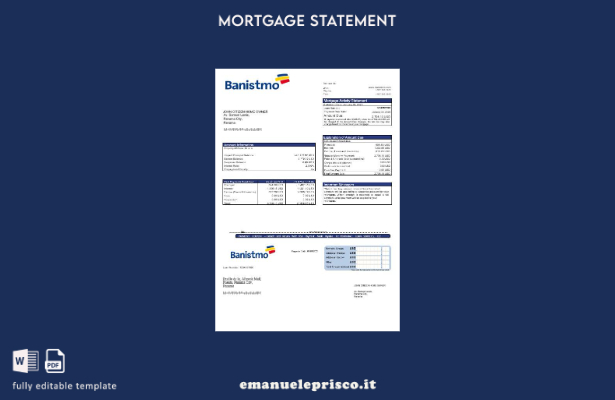 estratto conto del mutuo bancario Panama Banistmo in stile verificato nel modell